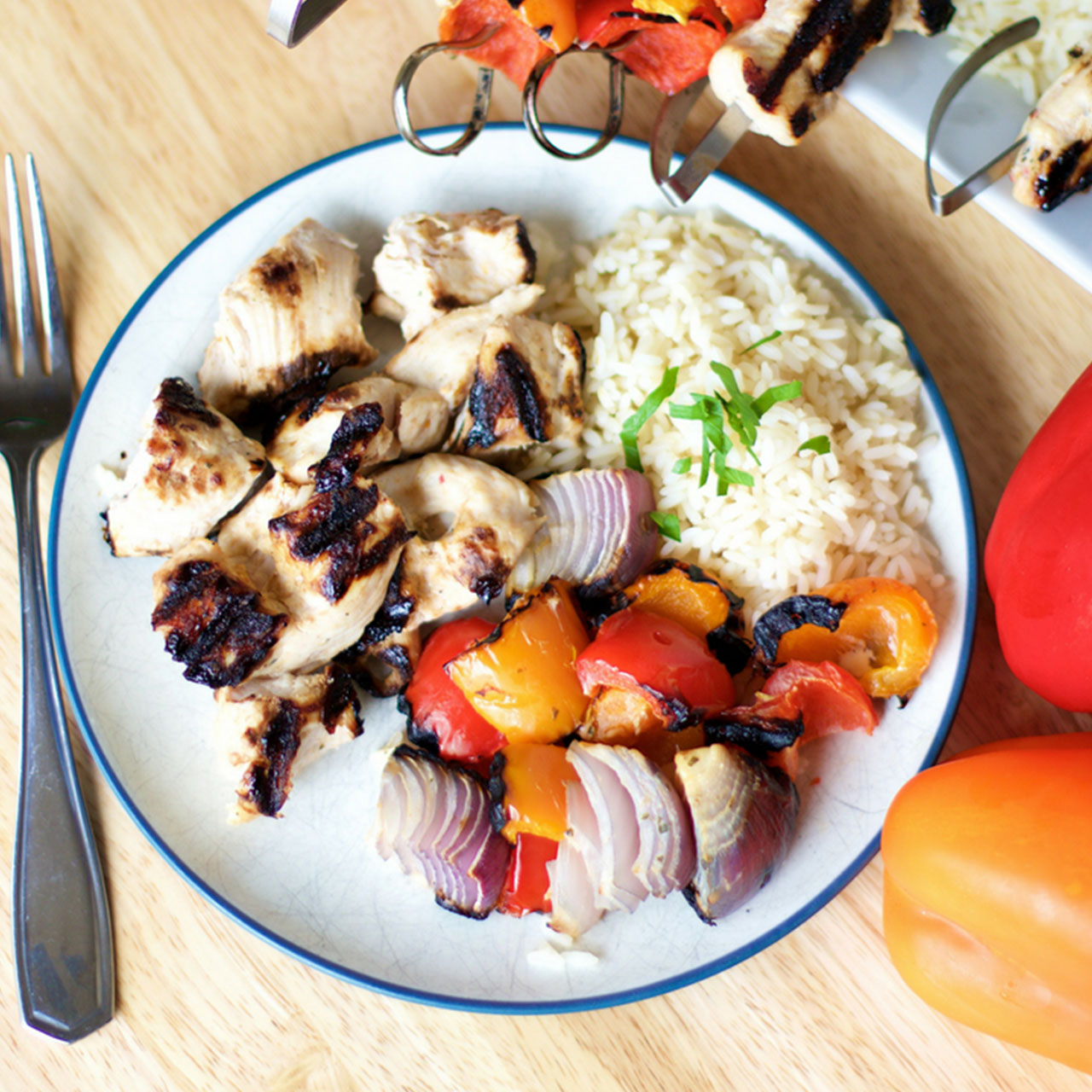 Marinated Grilled Turkey Kabobs & Grilled Veggie Skewers Recipe