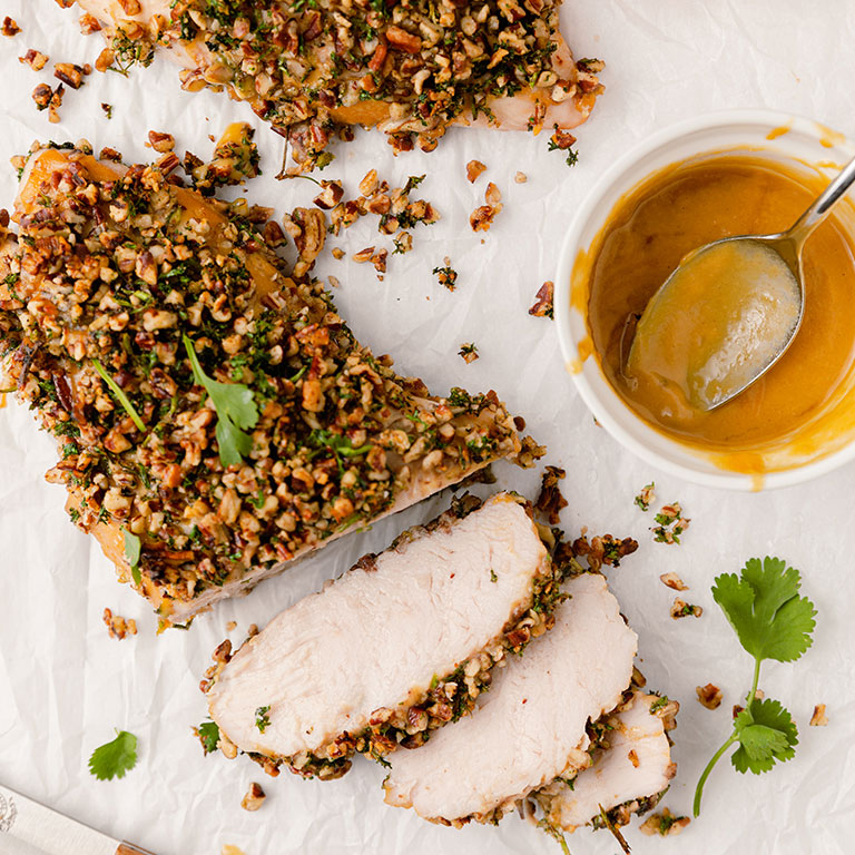 Honey Mustard And Pecan Crusted Turkey Tenderloin Honeysuckle White